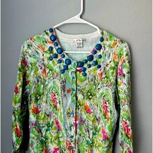 Vintage Floral Cardigan Sweater XL